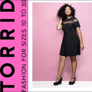 Torrid Black Lattice Trapeze Mini Dress, Size 2, 2x, 18-20